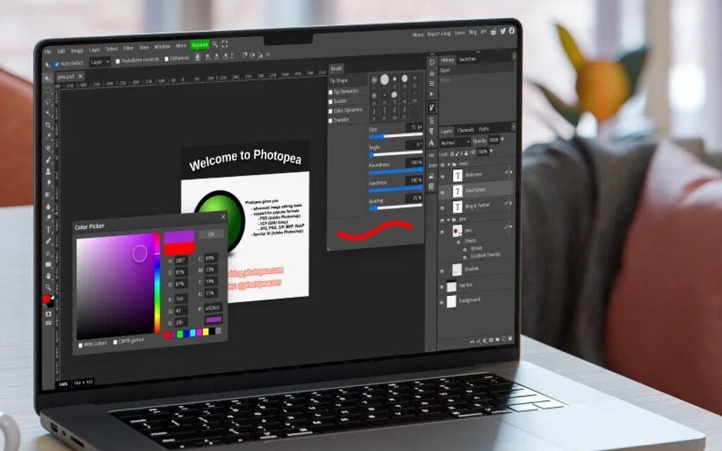 Photopea browser editor that works like Photoshop