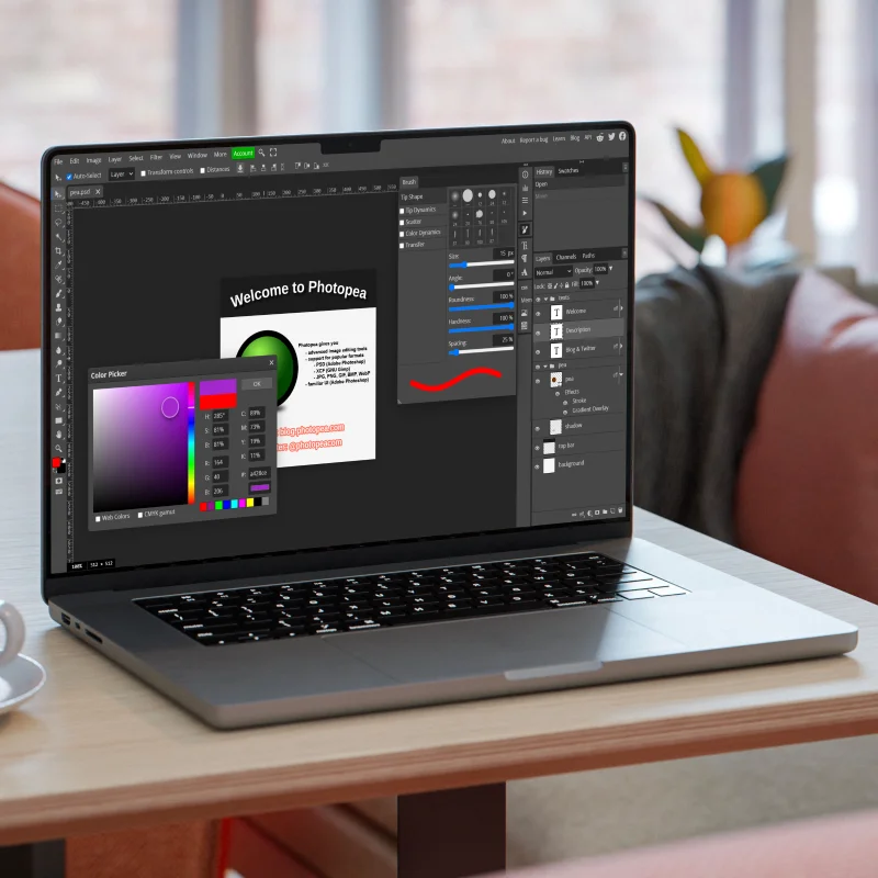 Photopea browser editor that works like Photoshop
